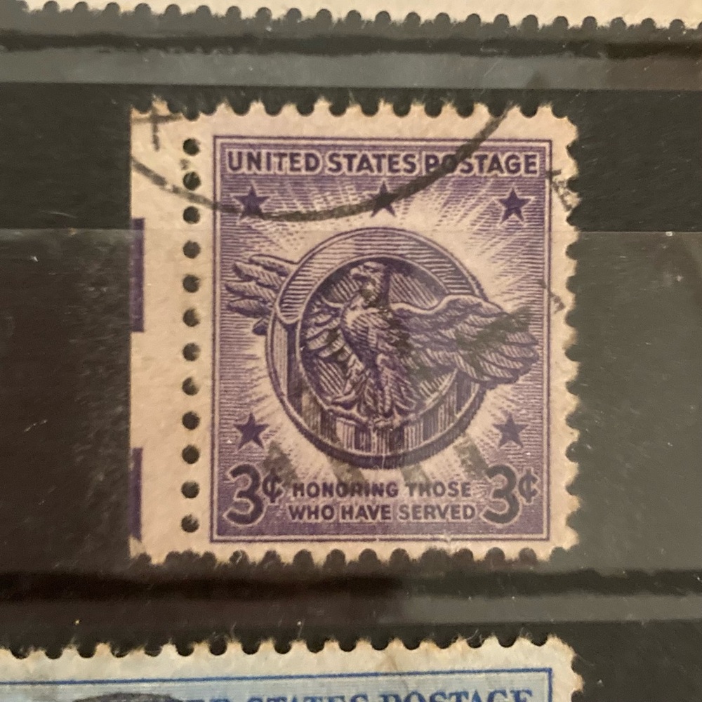 1940s Vintage Stamp Collection Page Ephemera US Stamps WWII Collectibles - Picture 6 of 15